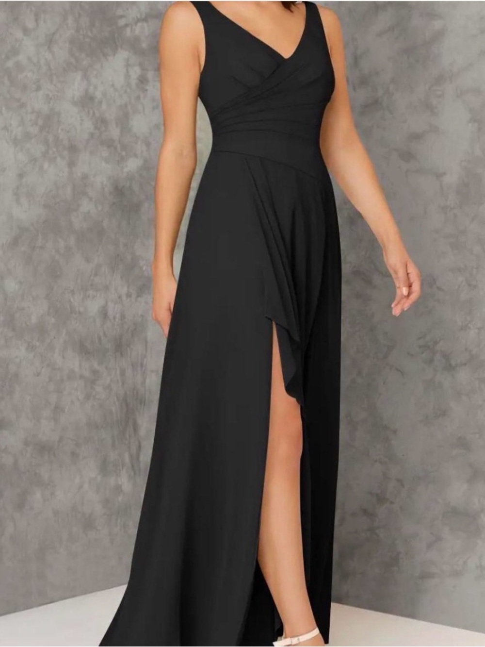 Azazie Black One-Shoulder Evening Gown with Front Slit